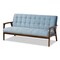 Baxton Studio Asta Mid-Century Blue Velvet Upholstered Walnut Finished Wood Sofa 160-9944 - alternate 1